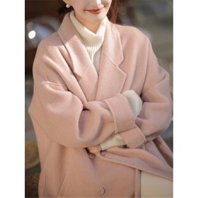 Advanced Double -sided Cashmere Coat Female Spring And Autumn New Loose Mid -length Hepburn Hepburn Hepburn Woolen Coat